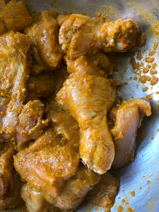 Curry Chicken Seasoned with Green Seasoning