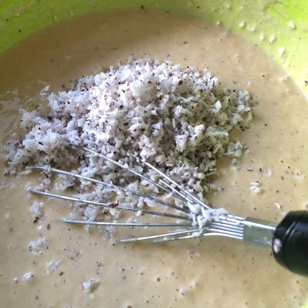 Adding shredded coconut to batter