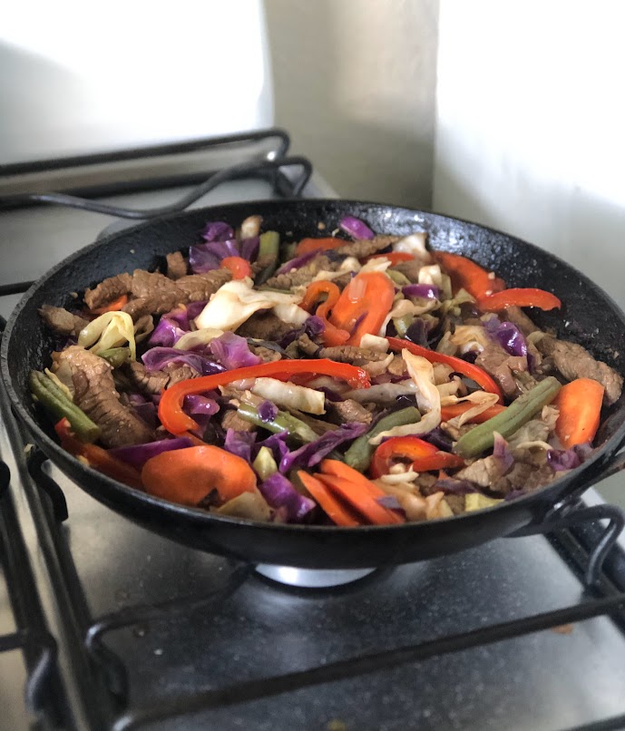 Stir Fry Beef w purple cabbage