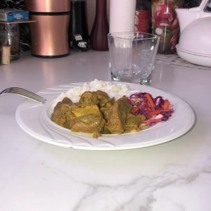 Jamaican Curry Goat w rice 1