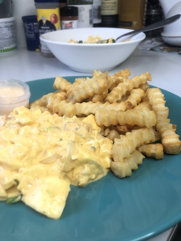 Egg Salad served with fries