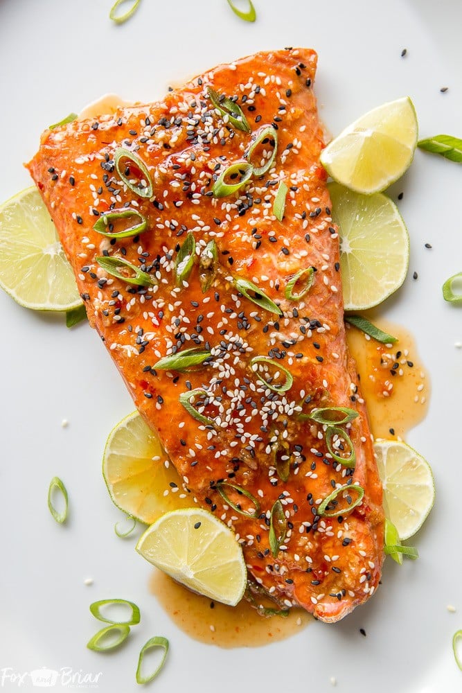 Baked Sweet Chili Garlic Salmon - Fox and Briar