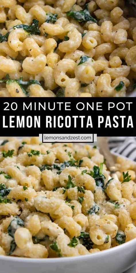 20 Minute One Pot Lemon Ricotta Pasta - Lemons and Zest