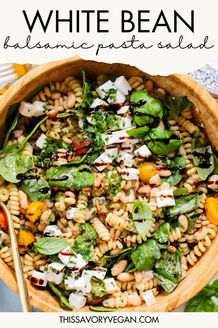 White Bean Balsamic Pasta Salad - This Savory Vegan