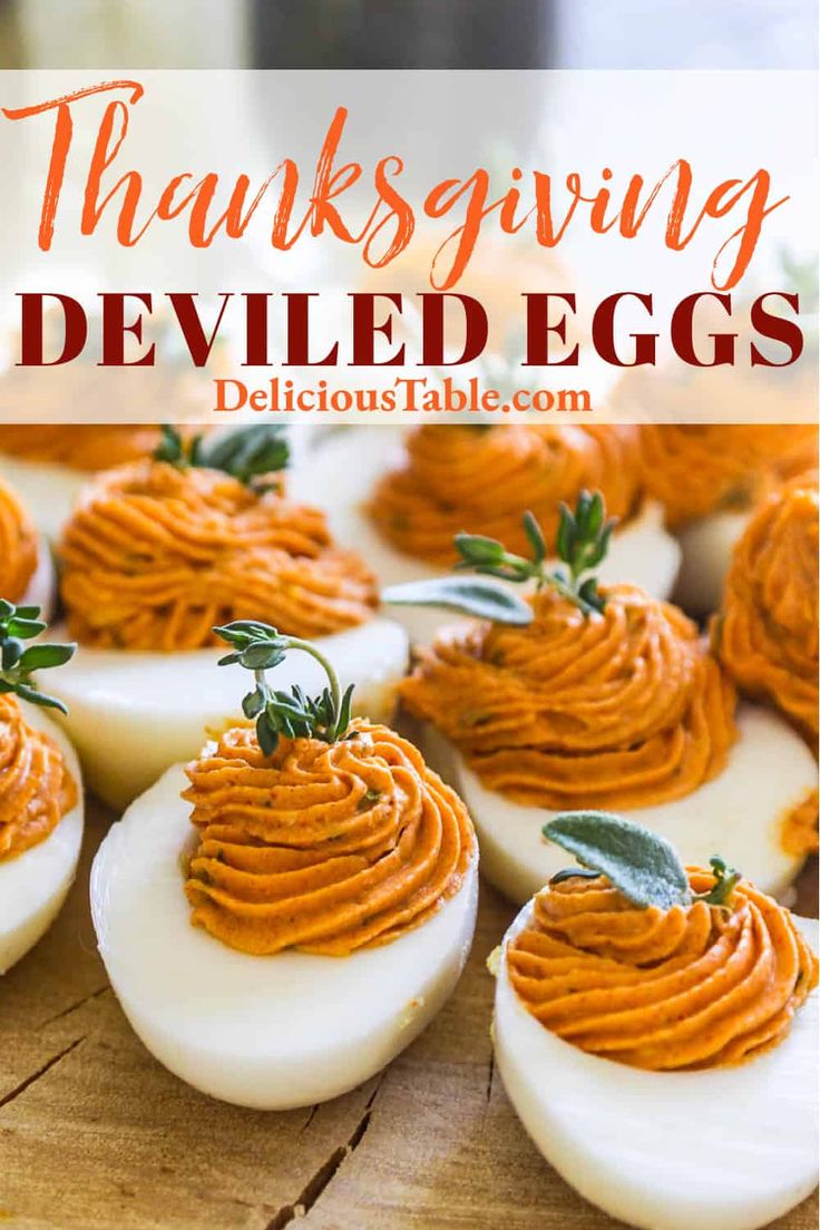 Thanksgiving Appetizer Deviled Eggs - Delicious Table