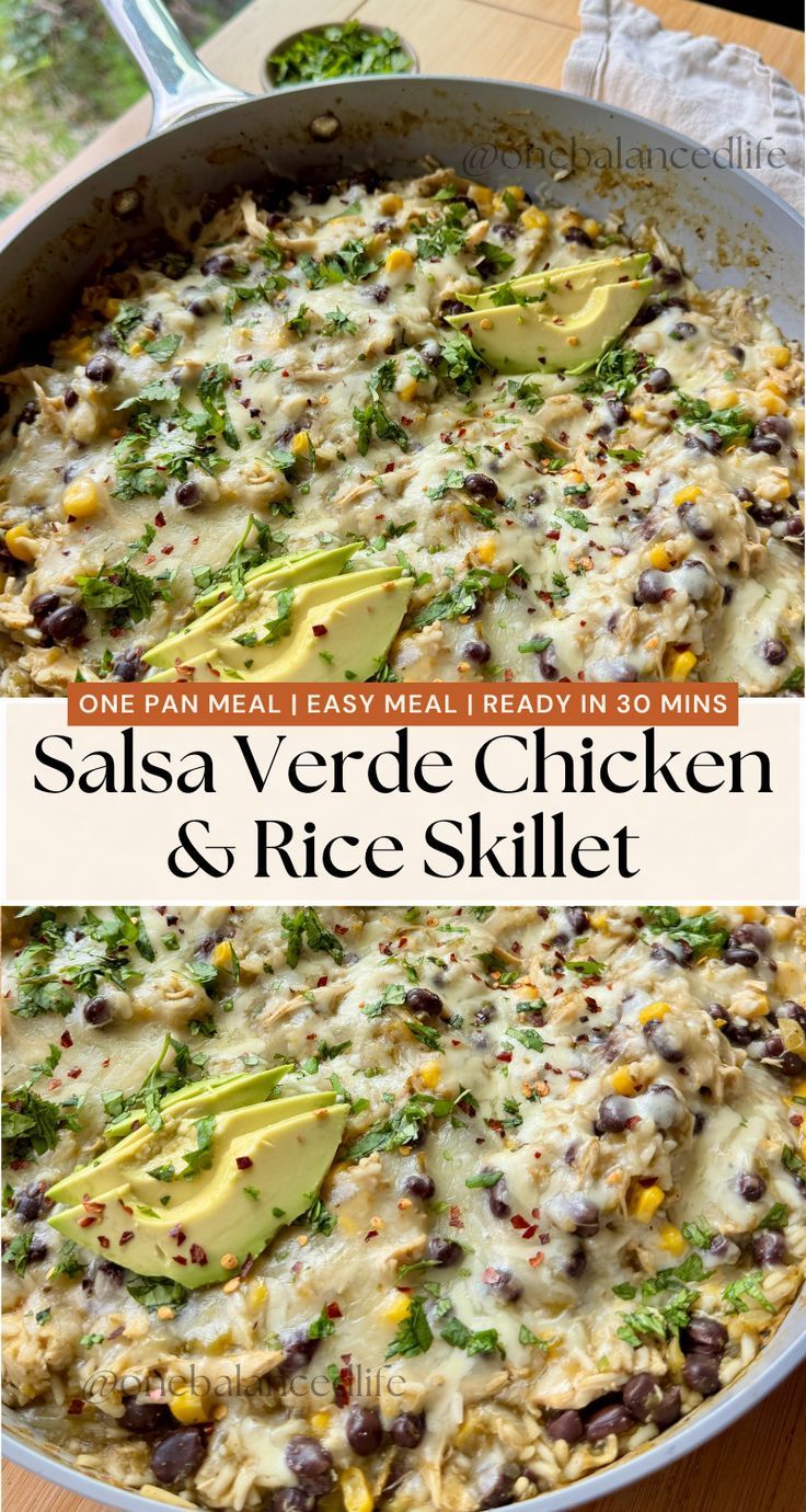 Salsa Verde Chicken & Rice Skillet | One Balance Life