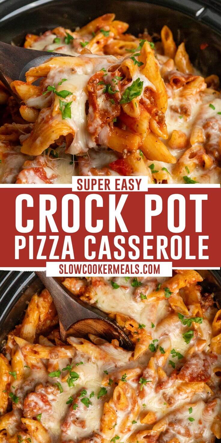 Crock Pot Pizza Casserole - Slow Cooker Meals
