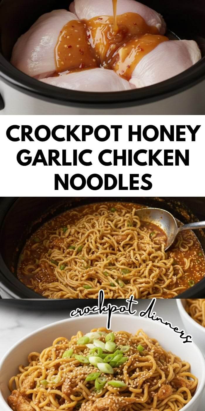 Crockpot Honey Garlic Chicken Noodles - Fa's kitchen