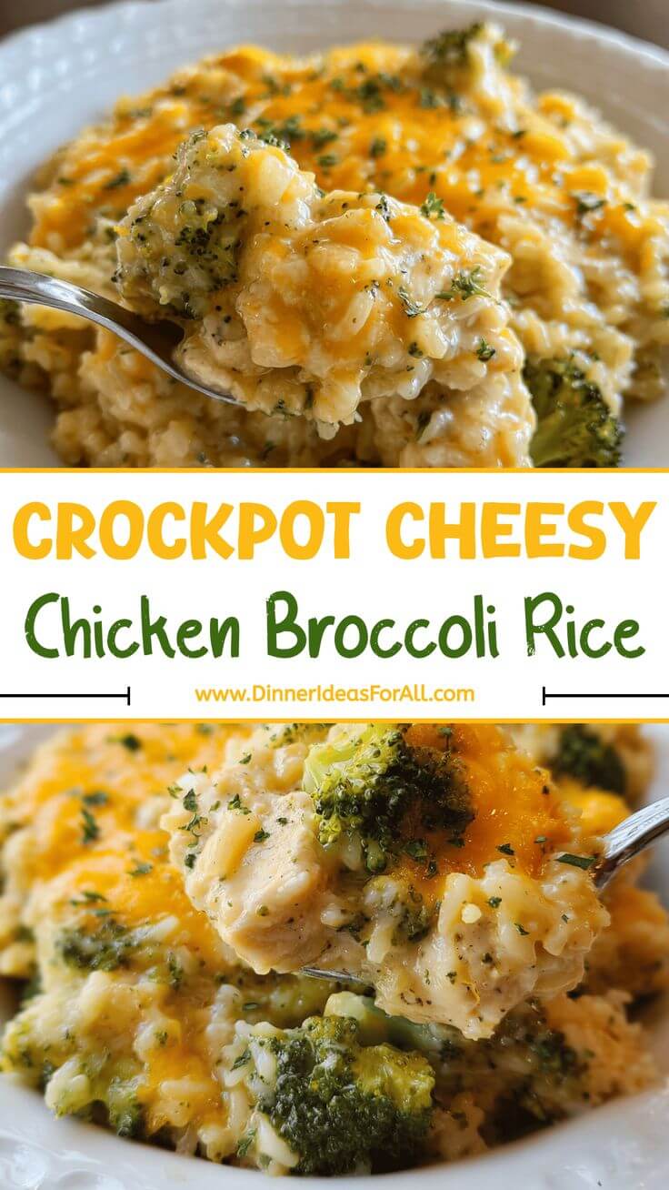 Easy Crockpot Cheesy Chicken Broccoli Rice Recipe - Dinner Ideas For All