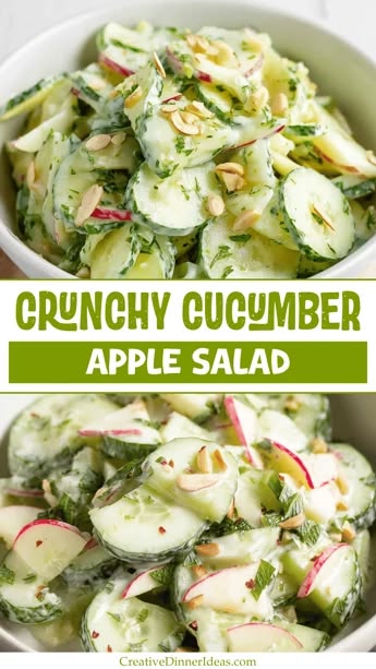 Cucumber Apple Salad with Fresh Dressing - Creative Dinner Ideas