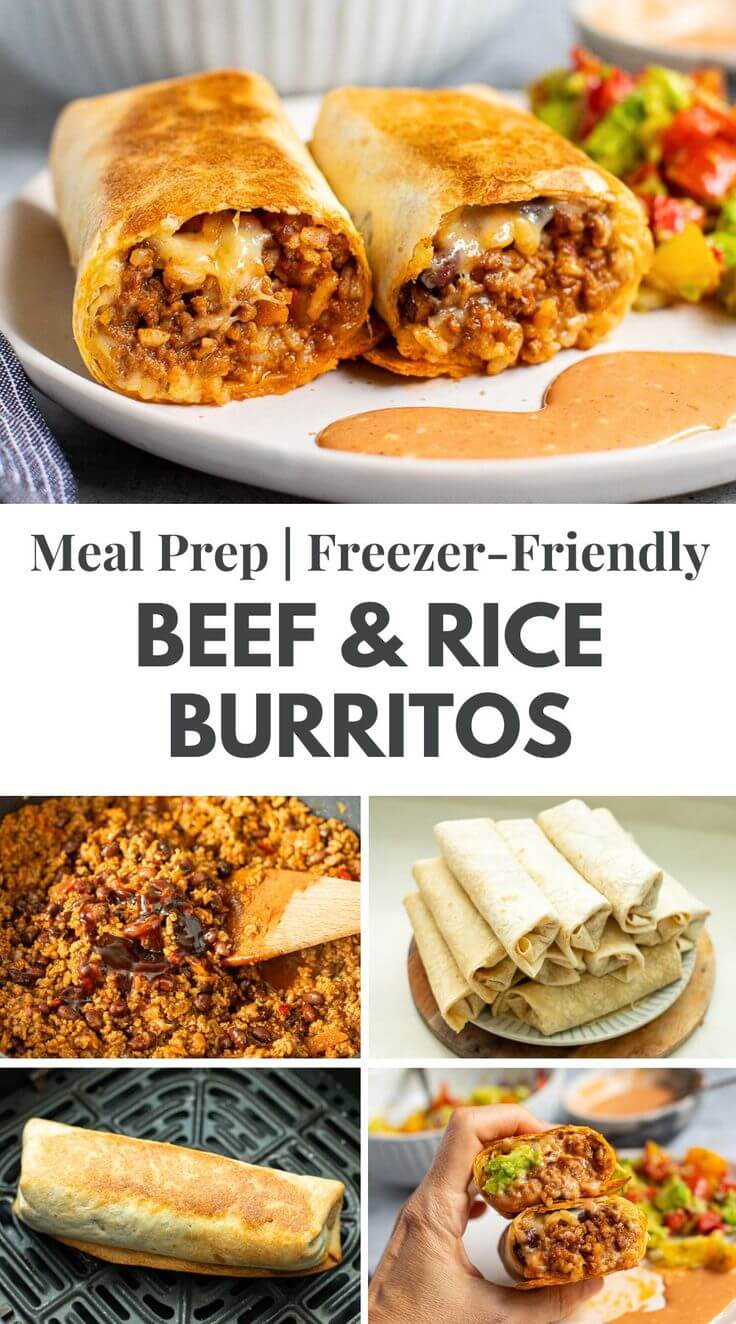 Healthy Beef & Rice Burritos - Cooked & Loved