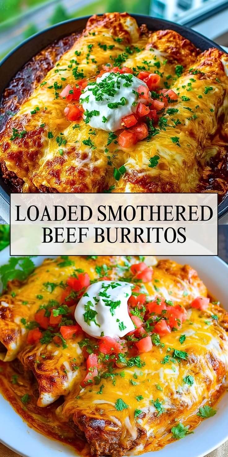 Loaded Smothered Beef Burritos - Life with Rosa